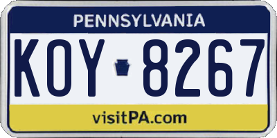 PA license plate KOY8267