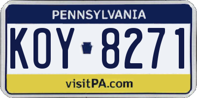 PA license plate KOY8271
