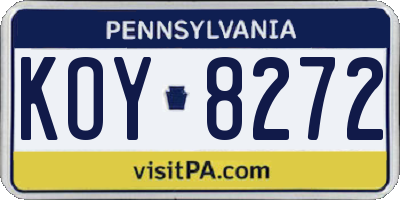 PA license plate KOY8272