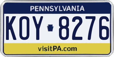 PA license plate KOY8276