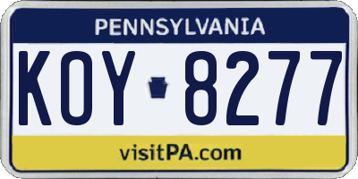 PA license plate KOY8277