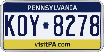 PA license plate KOY8278