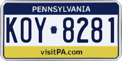 PA license plate KOY8281