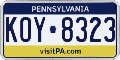 PA license plate KOY8323