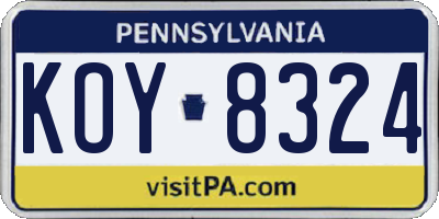 PA license plate KOY8324