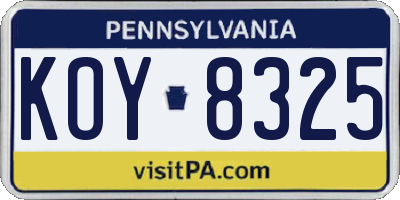 PA license plate KOY8325