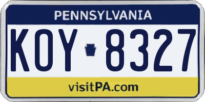 PA license plate KOY8327
