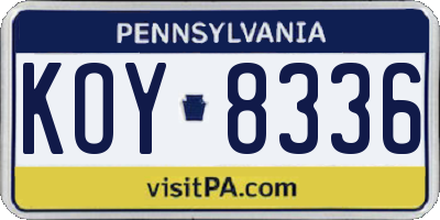 PA license plate KOY8336