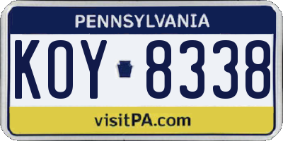 PA license plate KOY8338