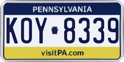 PA license plate KOY8339