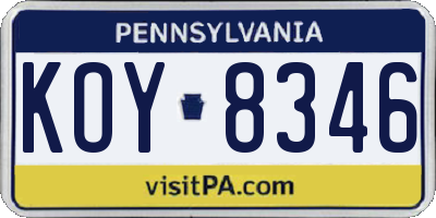PA license plate KOY8346