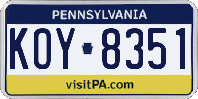 PA license plate KOY8351