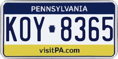PA license plate KOY8365