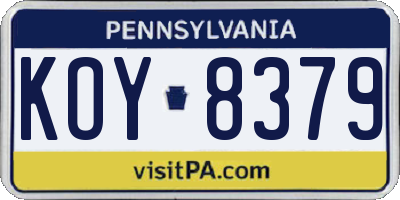 PA license plate KOY8379