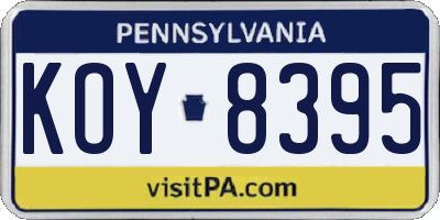 PA license plate KOY8395