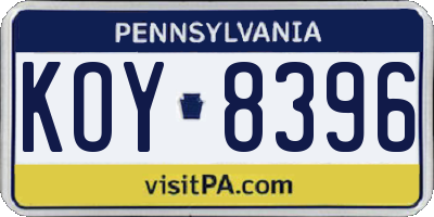 PA license plate KOY8396