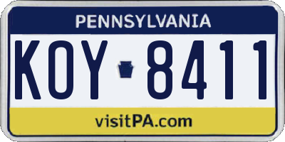 PA license plate KOY8411