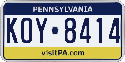 PA license plate KOY8414
