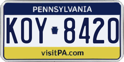 PA license plate KOY8420
