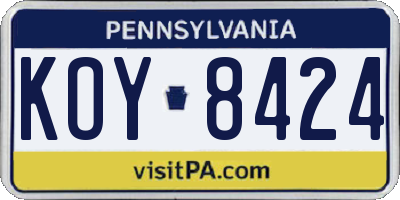 PA license plate KOY8424