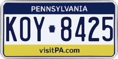 PA license plate KOY8425