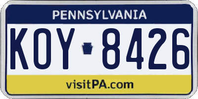 PA license plate KOY8426