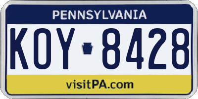 PA license plate KOY8428