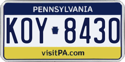 PA license plate KOY8430