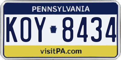 PA license plate KOY8434