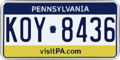 PA license plate KOY8436