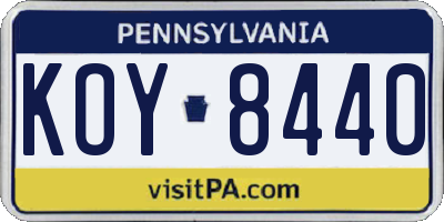 PA license plate KOY8440