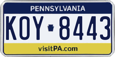 PA license plate KOY8443