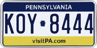 PA license plate KOY8444