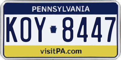 PA license plate KOY8447