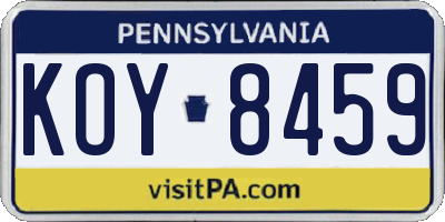 PA license plate KOY8459