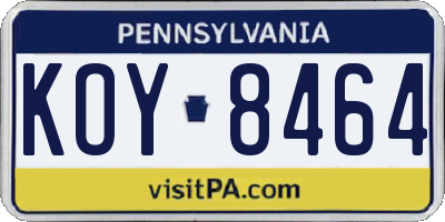 PA license plate KOY8464