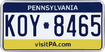 PA license plate KOY8465