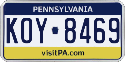 PA license plate KOY8469