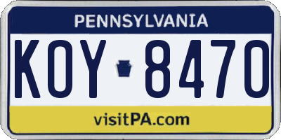 PA license plate KOY8470