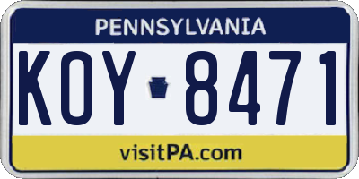 PA license plate KOY8471
