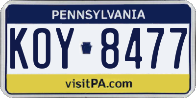 PA license plate KOY8477