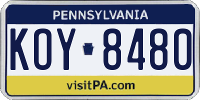 PA license plate KOY8480