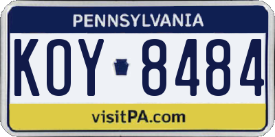 PA license plate KOY8484