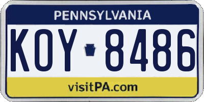 PA license plate KOY8486