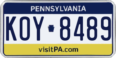 PA license plate KOY8489