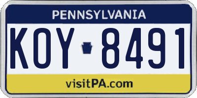 PA license plate KOY8491