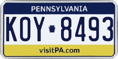 PA license plate KOY8493