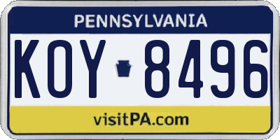 PA license plate KOY8496