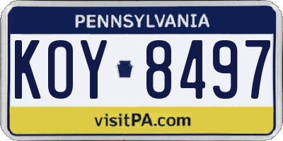 PA license plate KOY8497