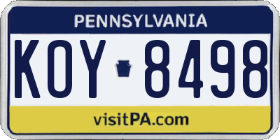 PA license plate KOY8498